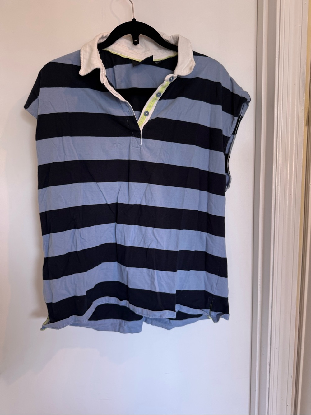 Anthropologie women’s striped cap sleeve polo XL